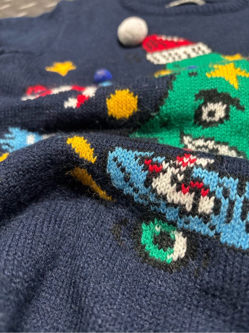 Primark Kids Christmas Sweater Navy Graphic Tree Skateboard Holiday - Picture 4 of 8